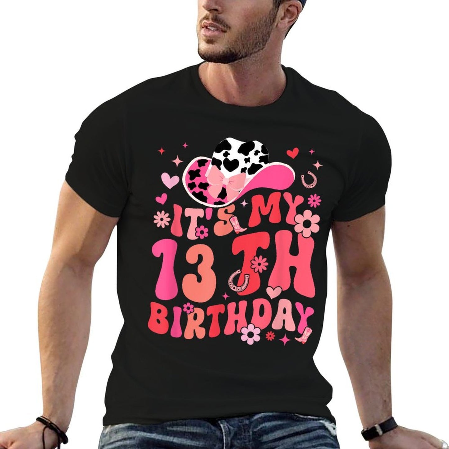 13th Birthday Cowgirl Thirteen Year Old Cow Girl Bday Party  Summer-ready Fabric T-Shirt