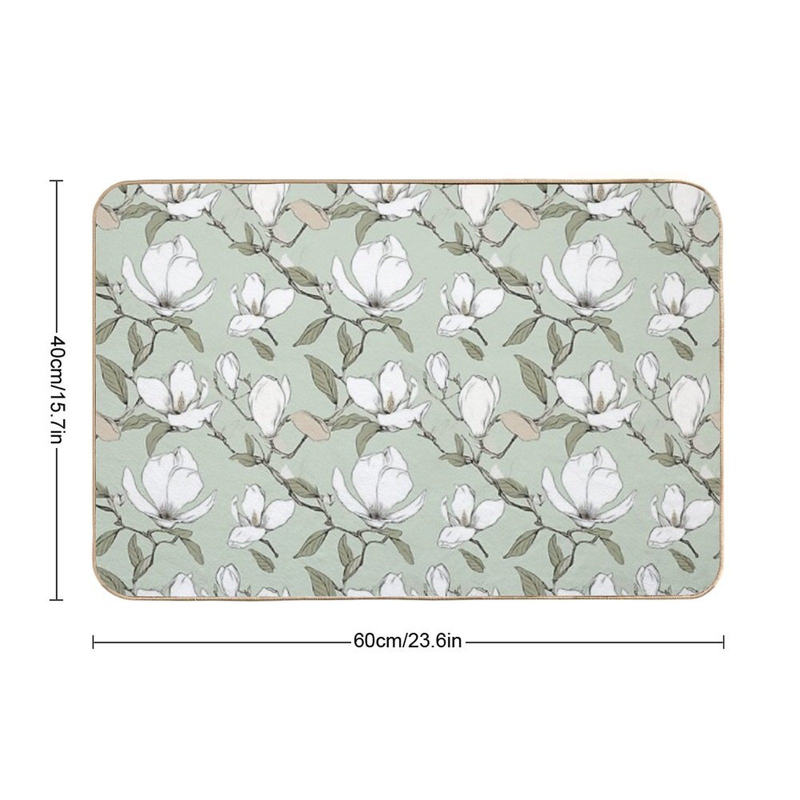 Blooming Elegance Magnolia Blossom Pattern Durable Bath Mat