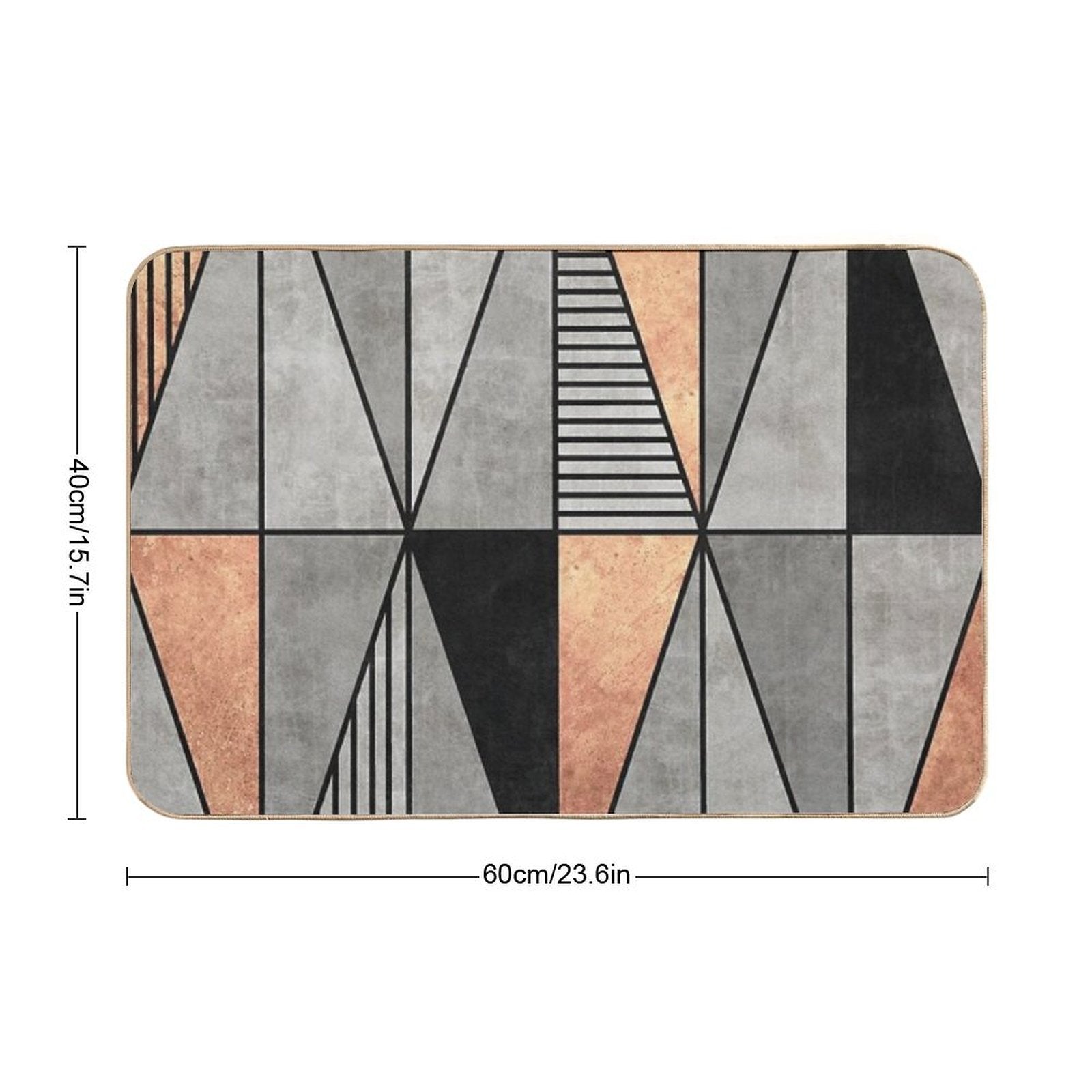 Concrete And Copper Triangles  Odorless Bath Mat