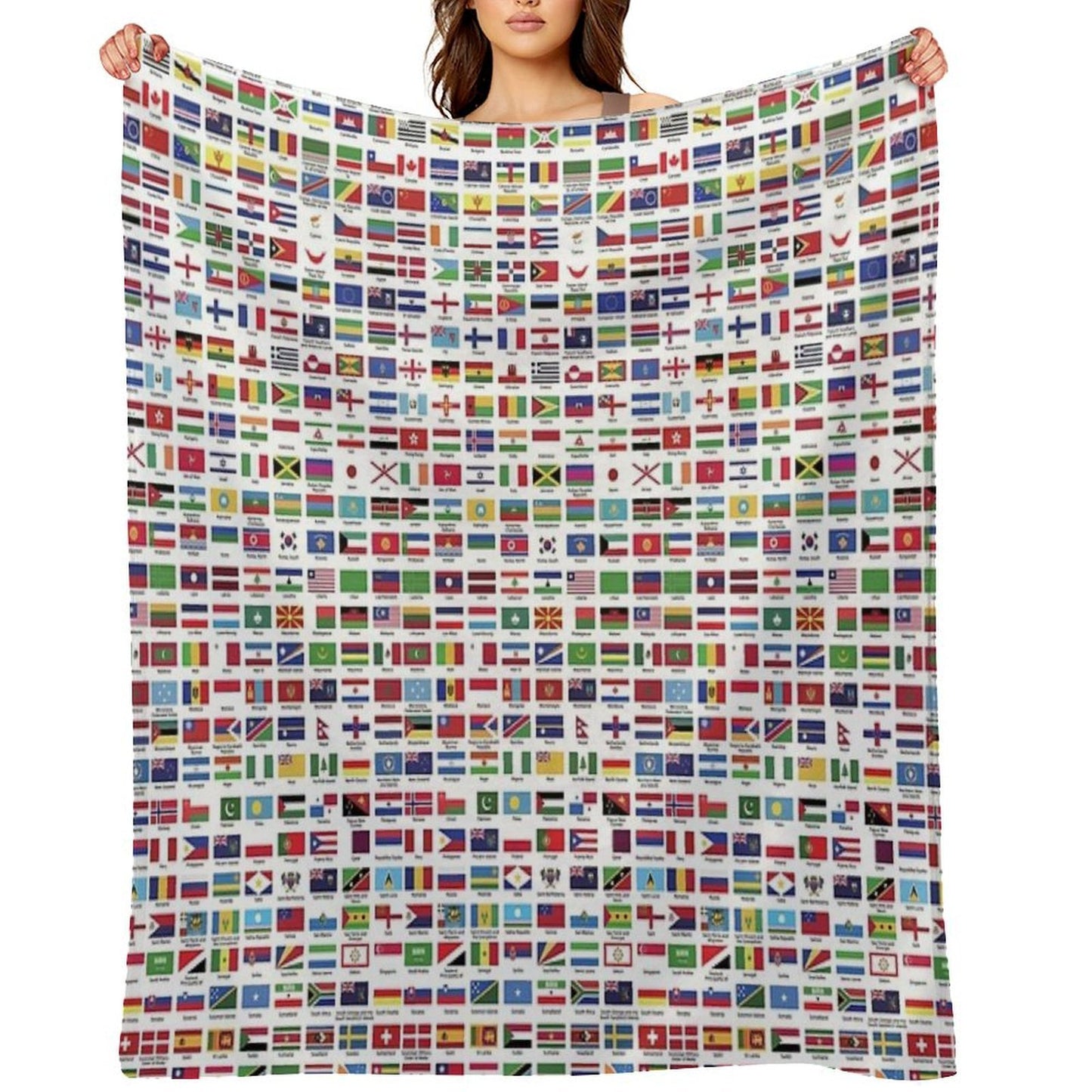 World Flags with Country Names Multi-functional Throw Blanket