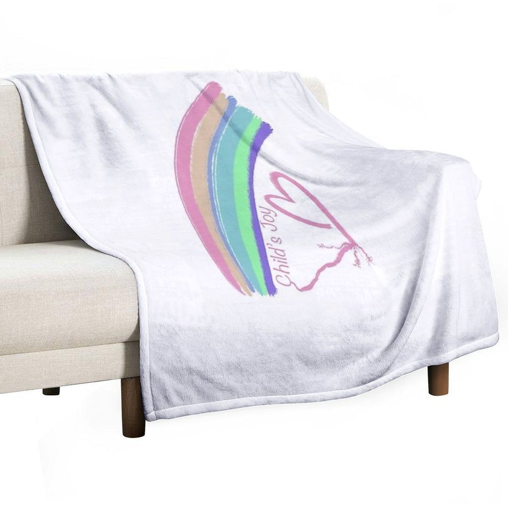 Child's Joy - Colorful Rainbow And Heart Easy Care Throw Blanket