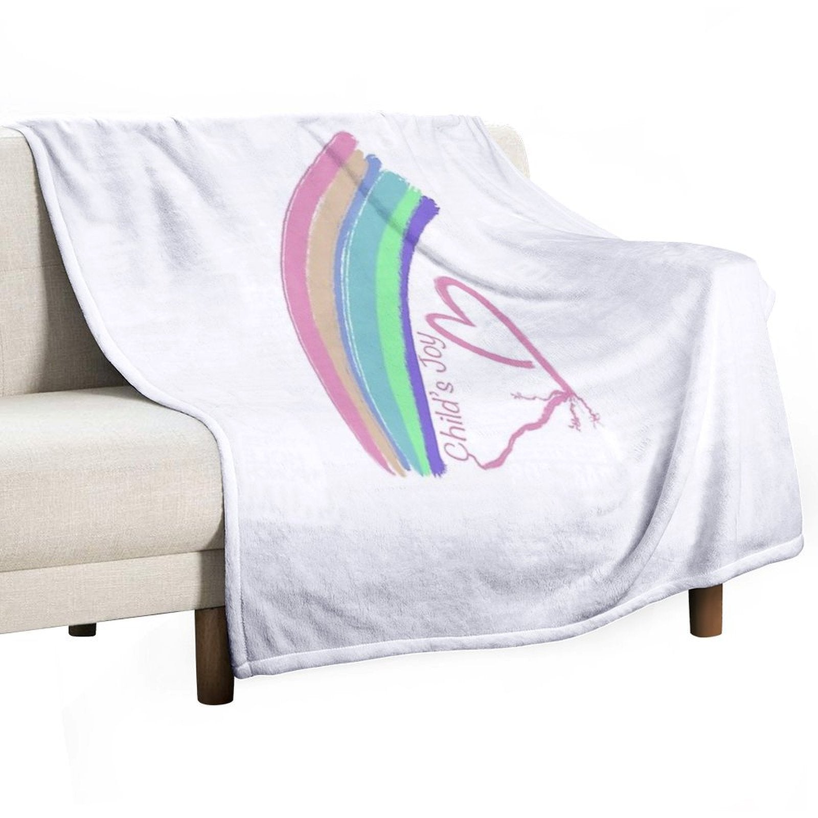 Child's Joy - Colorful Rainbow And Heart Easy Care Throw Blanket
