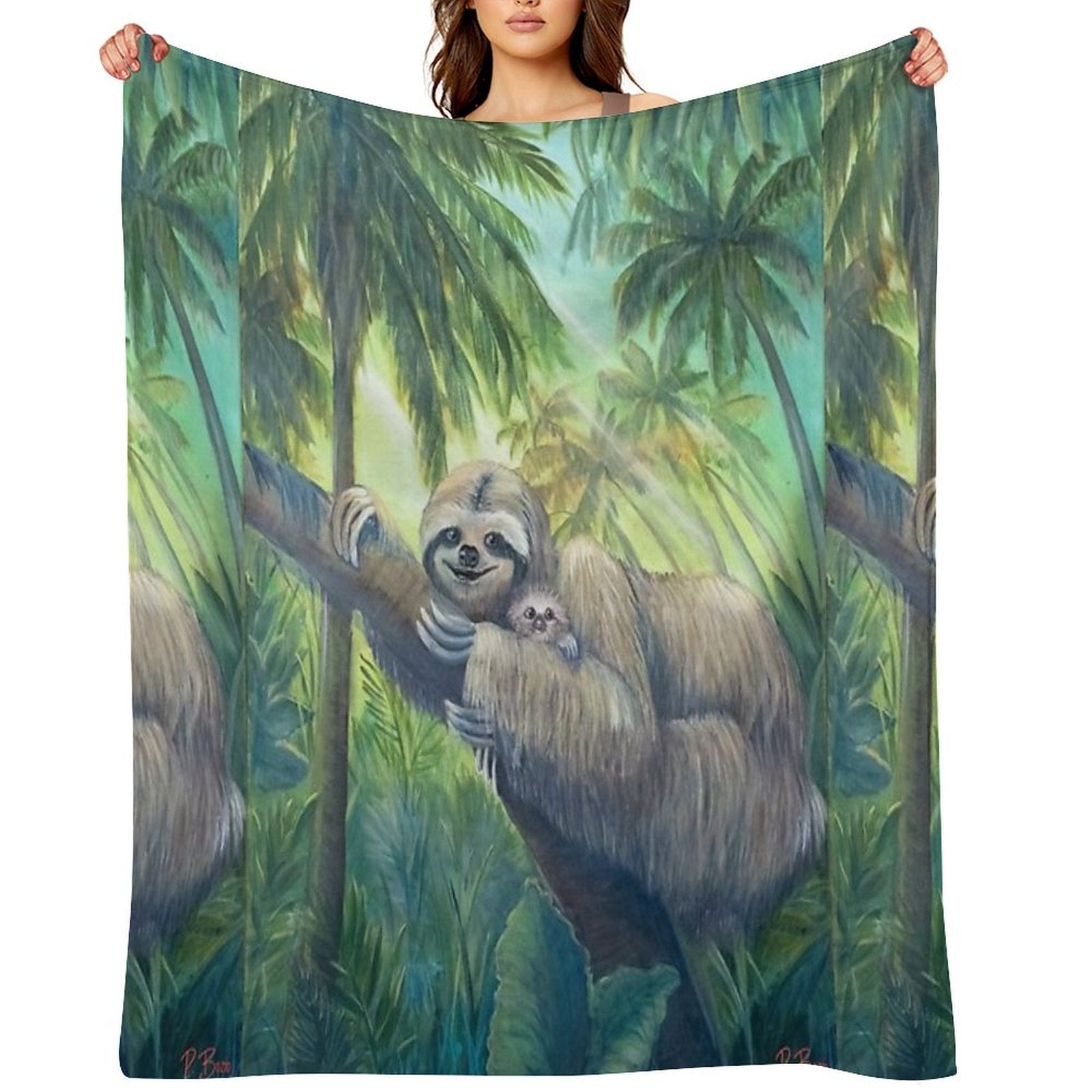 A Sloth Mother's Love All-season Throw Blanket
