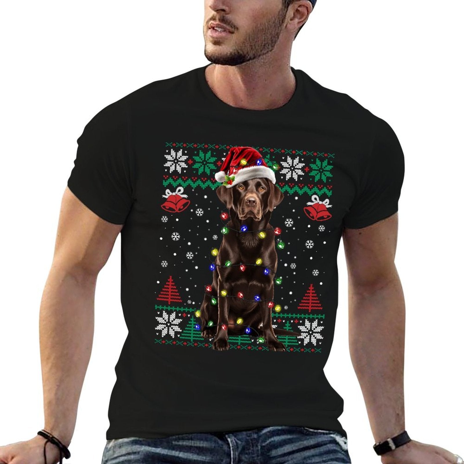 Chocolate Labrador Christmas Santa Ugly Sweater Lab Dog Love Sweatshirt  Classic T-Shirt