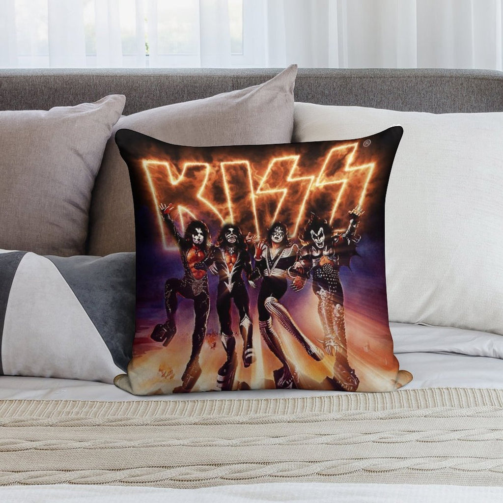 KISS ® The Band - Destroyer Fire Logo Soft Ultra-Soft Texture Throw Pillow