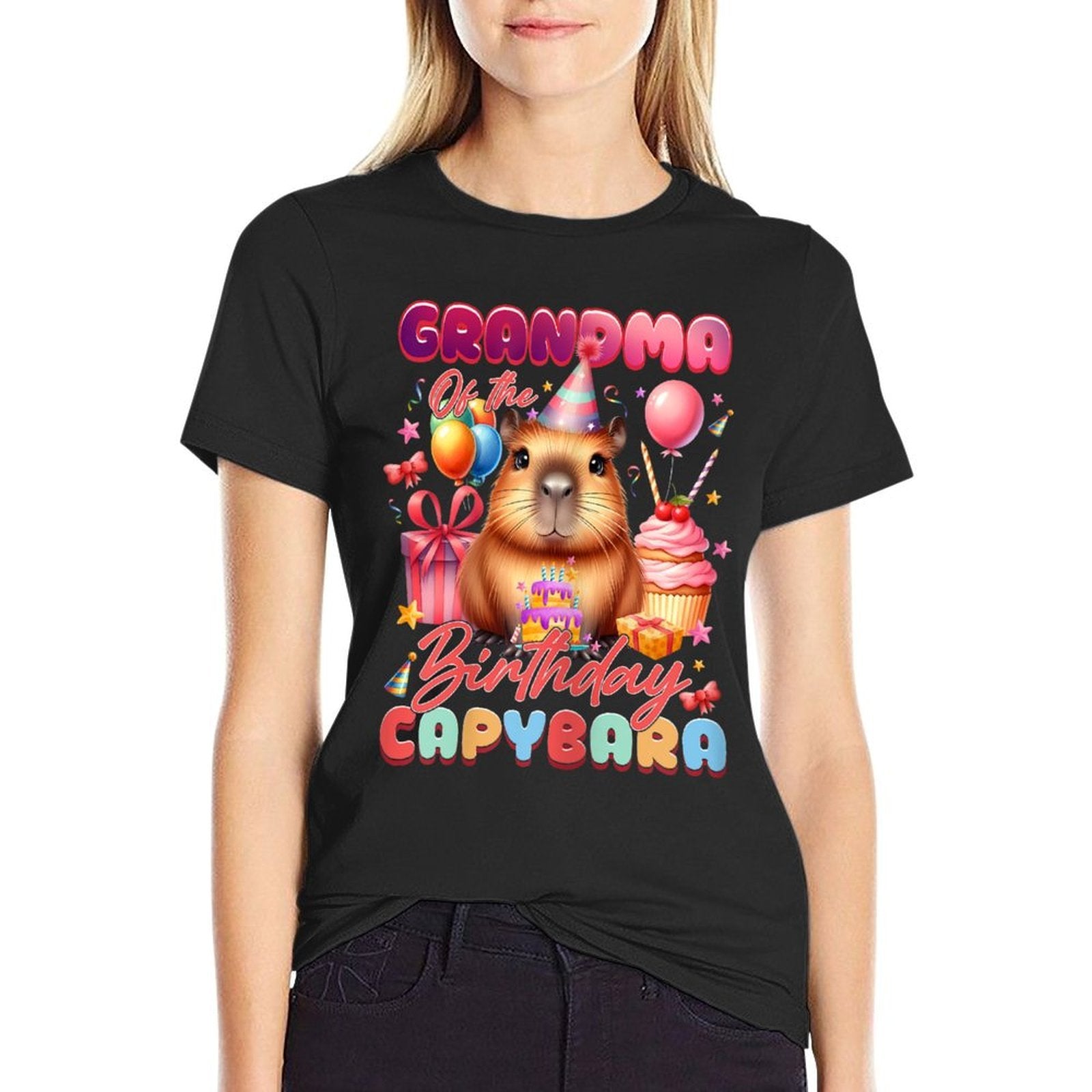 Grandma Of The Birthday Capybara Kids Girl Bday Party Family  Breathable T-Shirt