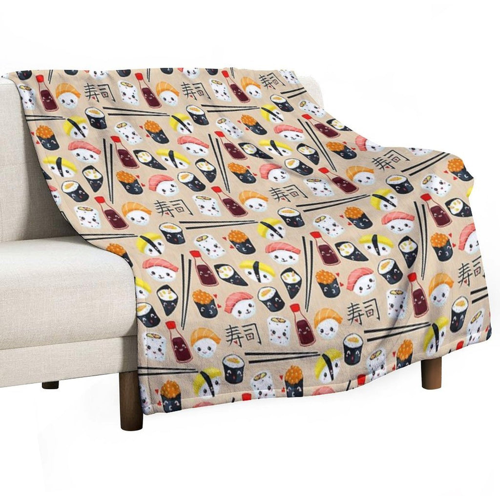 Kawaii Sushi Anti-pilling Throw Blanket