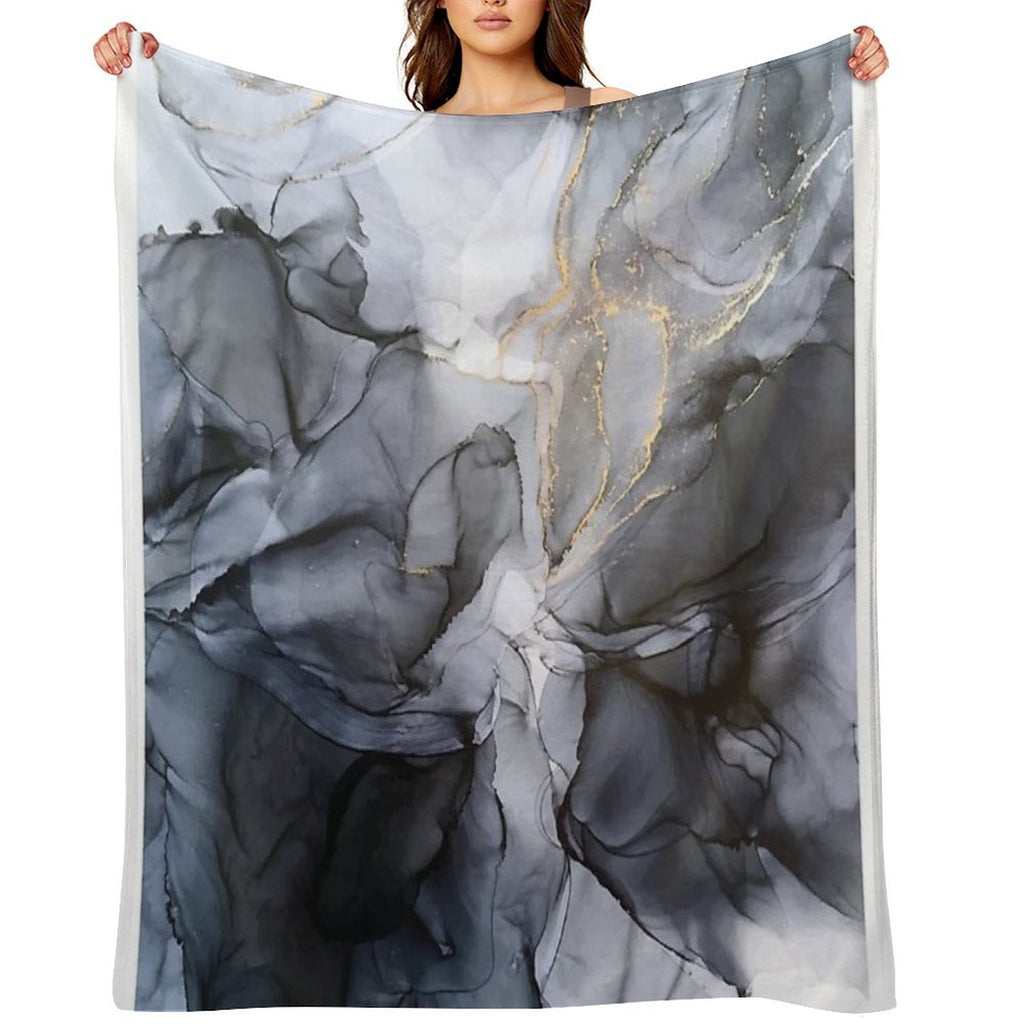 Calm But Dramatic Light Monochromatic Black & Grey Abstract Premium Throw Blanket