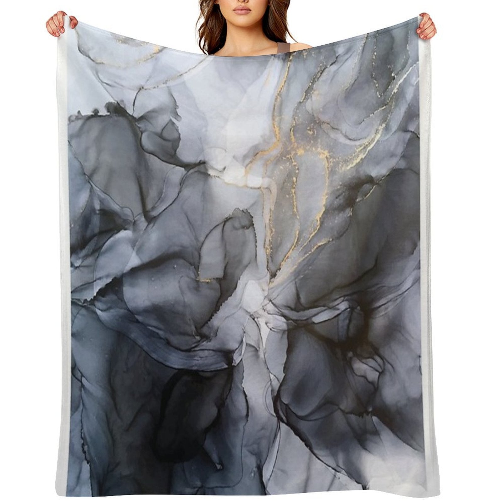 Calm But Dramatic Light Monochromatic Black & Grey Abstract Premium Throw Blanket