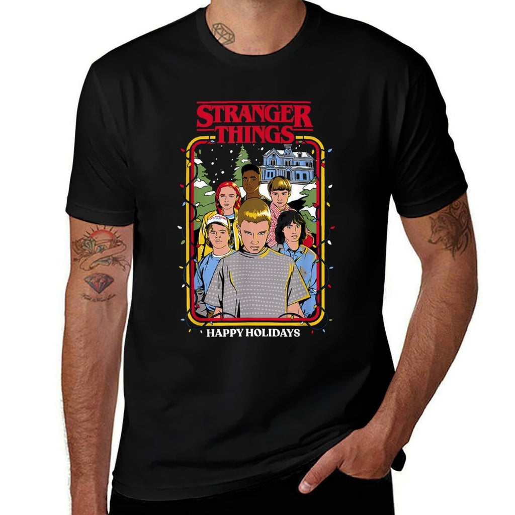 Stranger Things Christmas Happy Holidays Group Sketch  Odor-resistant T-Shirt