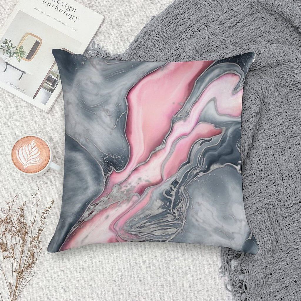 Blush Rose Marble - Pastel Pinks, Grey And Silver Soft Durable Construction Throw Pillow