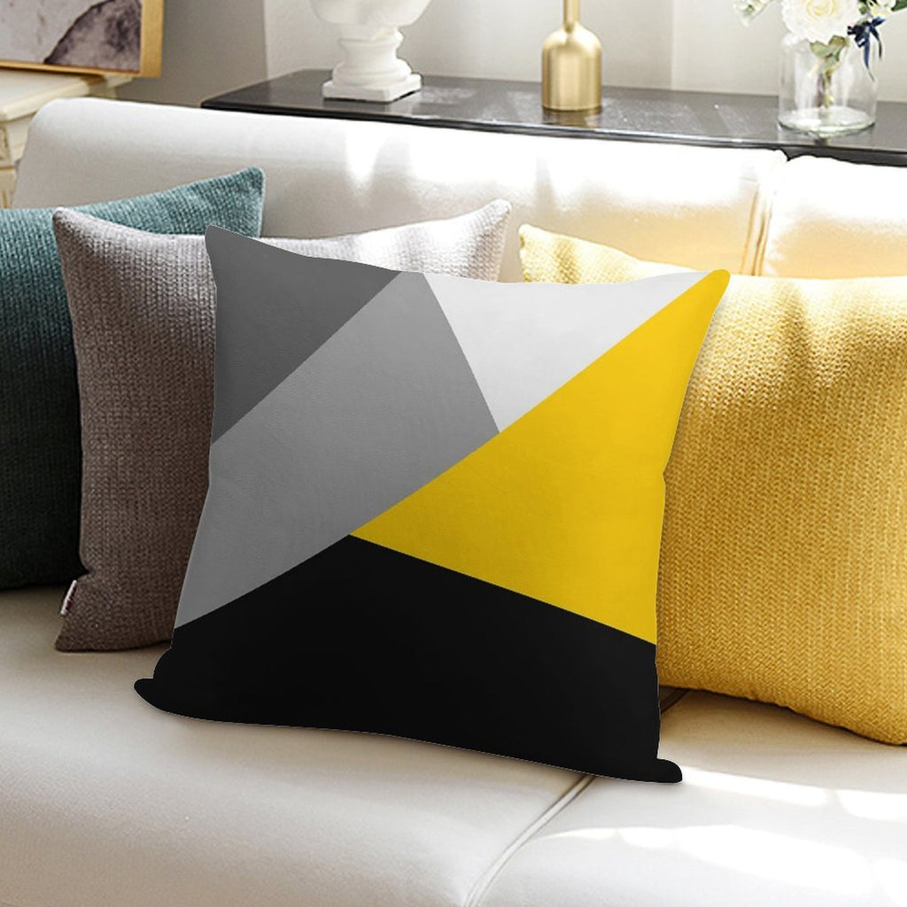 Simple Modern Gray Yellow And Black Geo Soft Anti-Pilling Throw Pillow