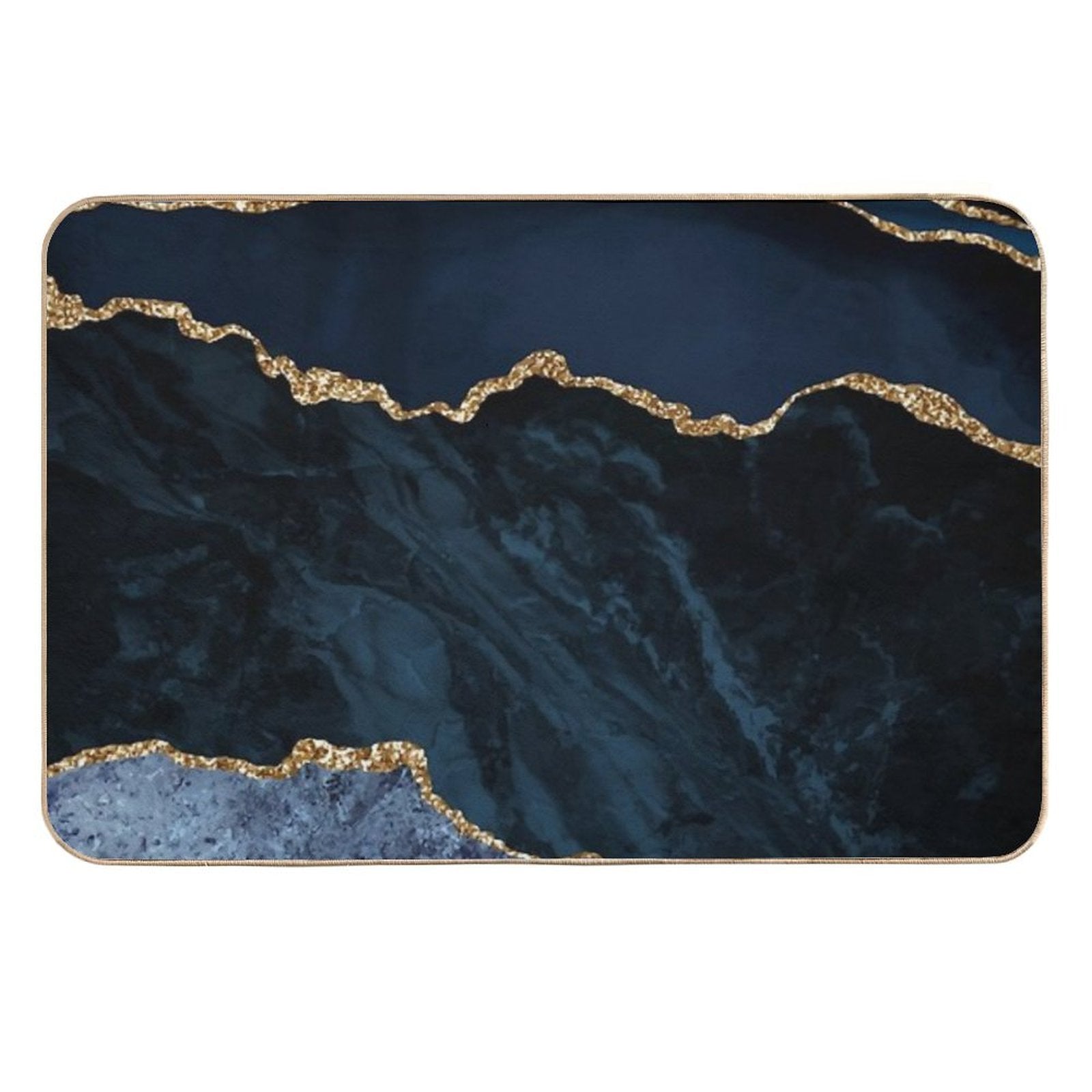 Navy And Gold Agate Watercolor Textures  Stain-Proof Bath Mat