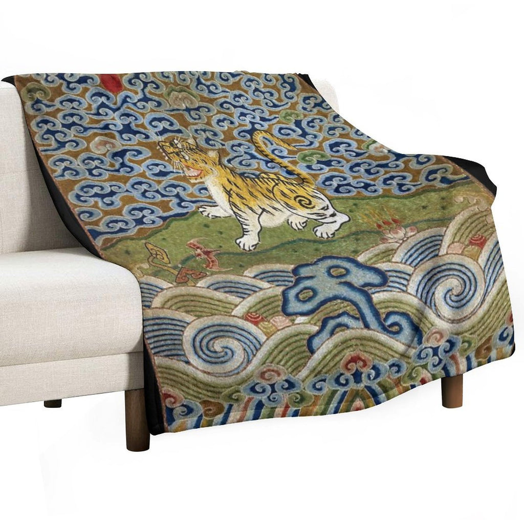 Chinese Tiger - Rank Badge Anti-pilling Throw Blanket