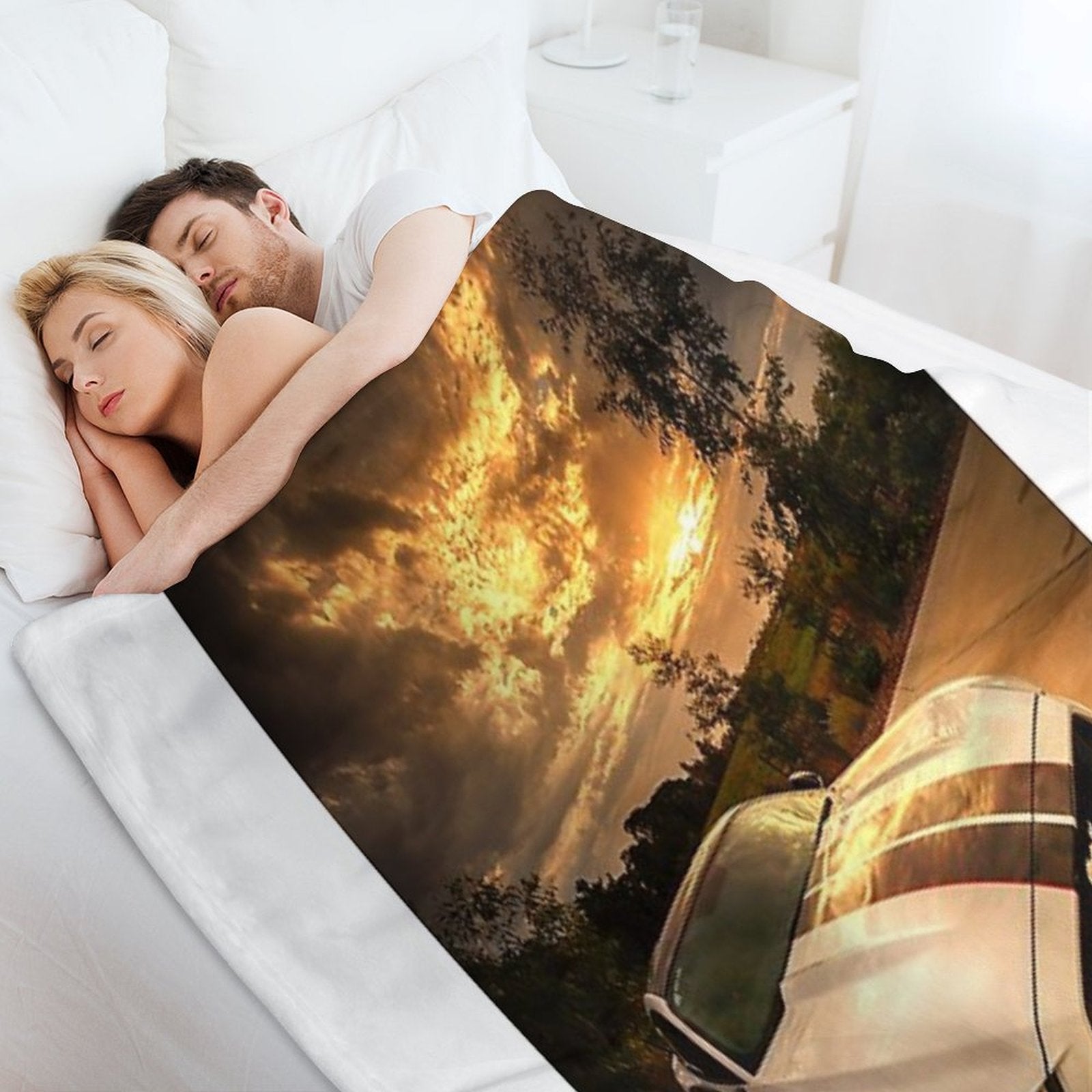 A Ford Mustang Sunset Plush Throw Blanket