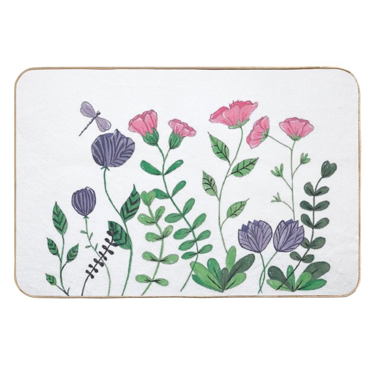 White Whimsy Garden  Easy Maintenance Bath Mat