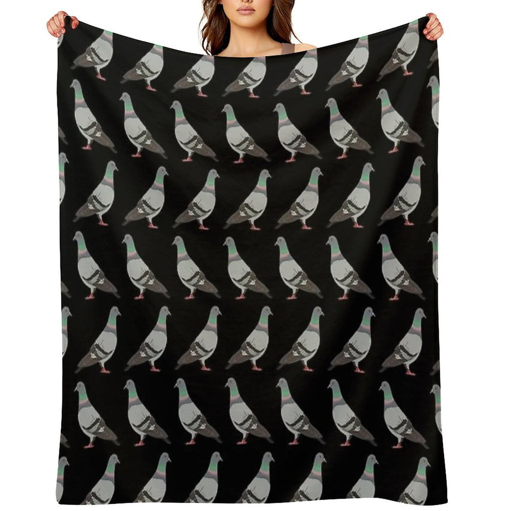 Pigeon Walk 2020, Black Background Wrinkle-free Throw Blanket