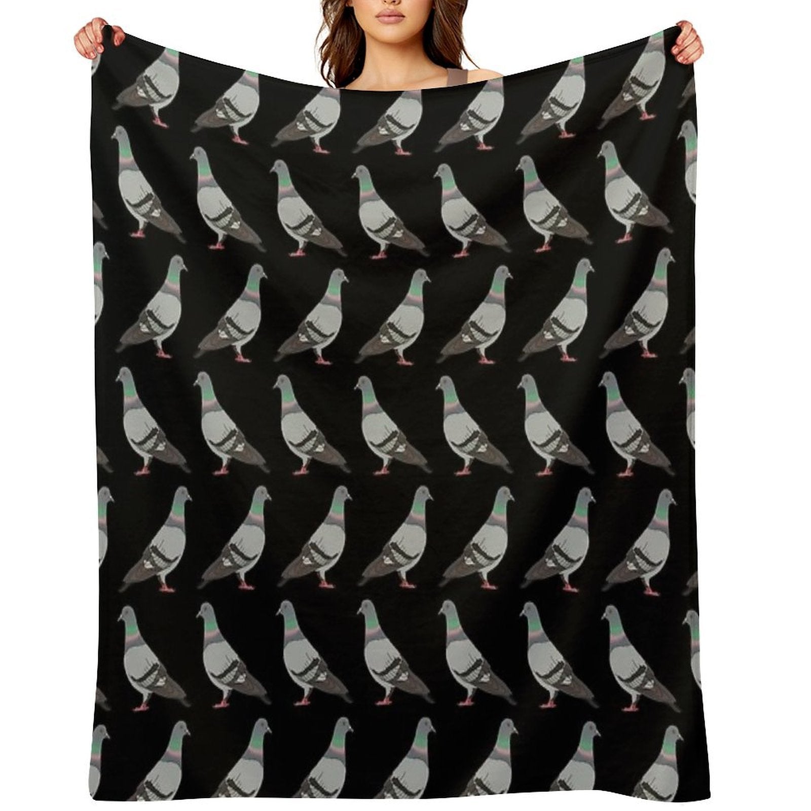 Pigeon Walk 2020, Black Background Wrinkle-free Throw Blanket