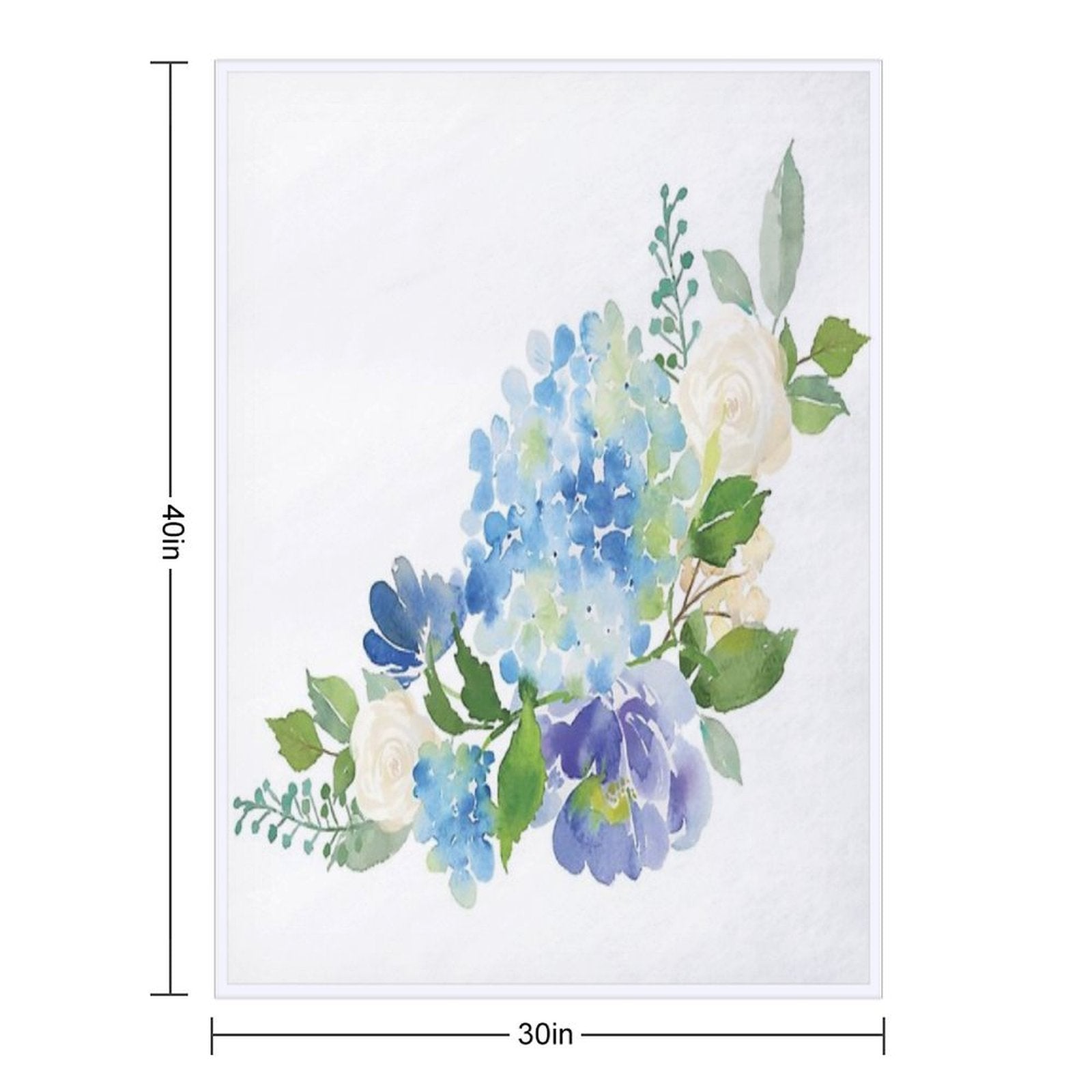Blue Watercolor Hydrangea Easy Care Throw Blanket