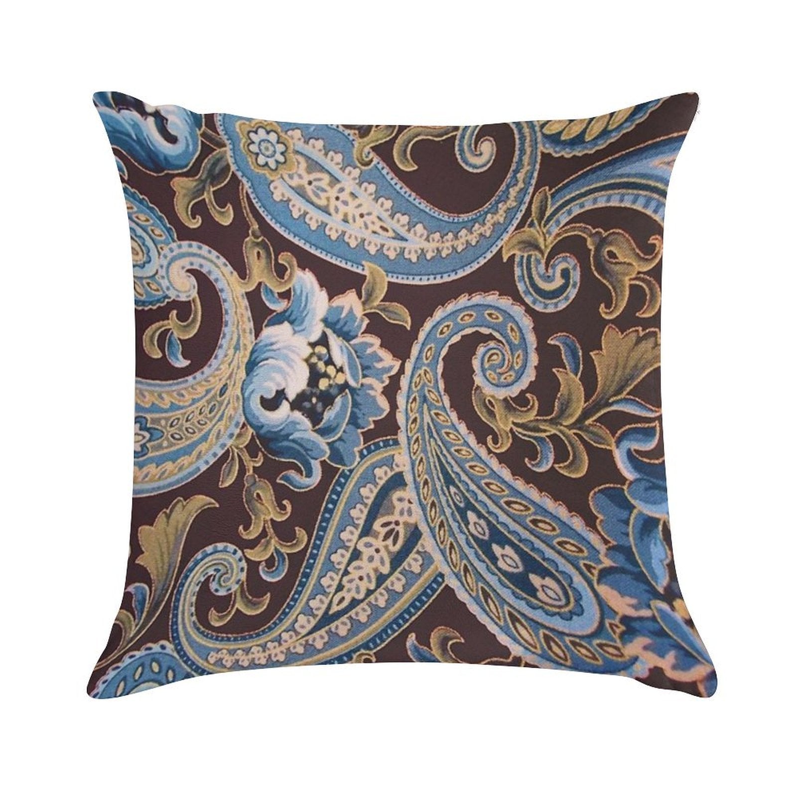 Blue Brown Vintage Paisley Soft Style Accent Throw Pillow