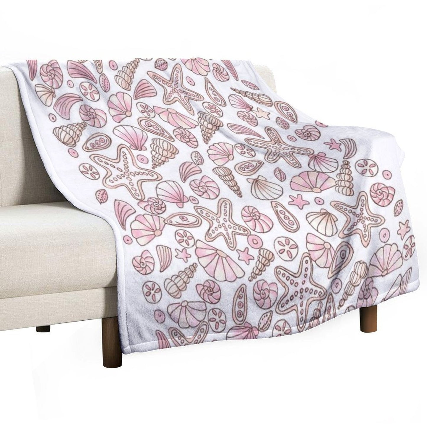 Millennial Pink Seashells Quick-dry Throw Blanket