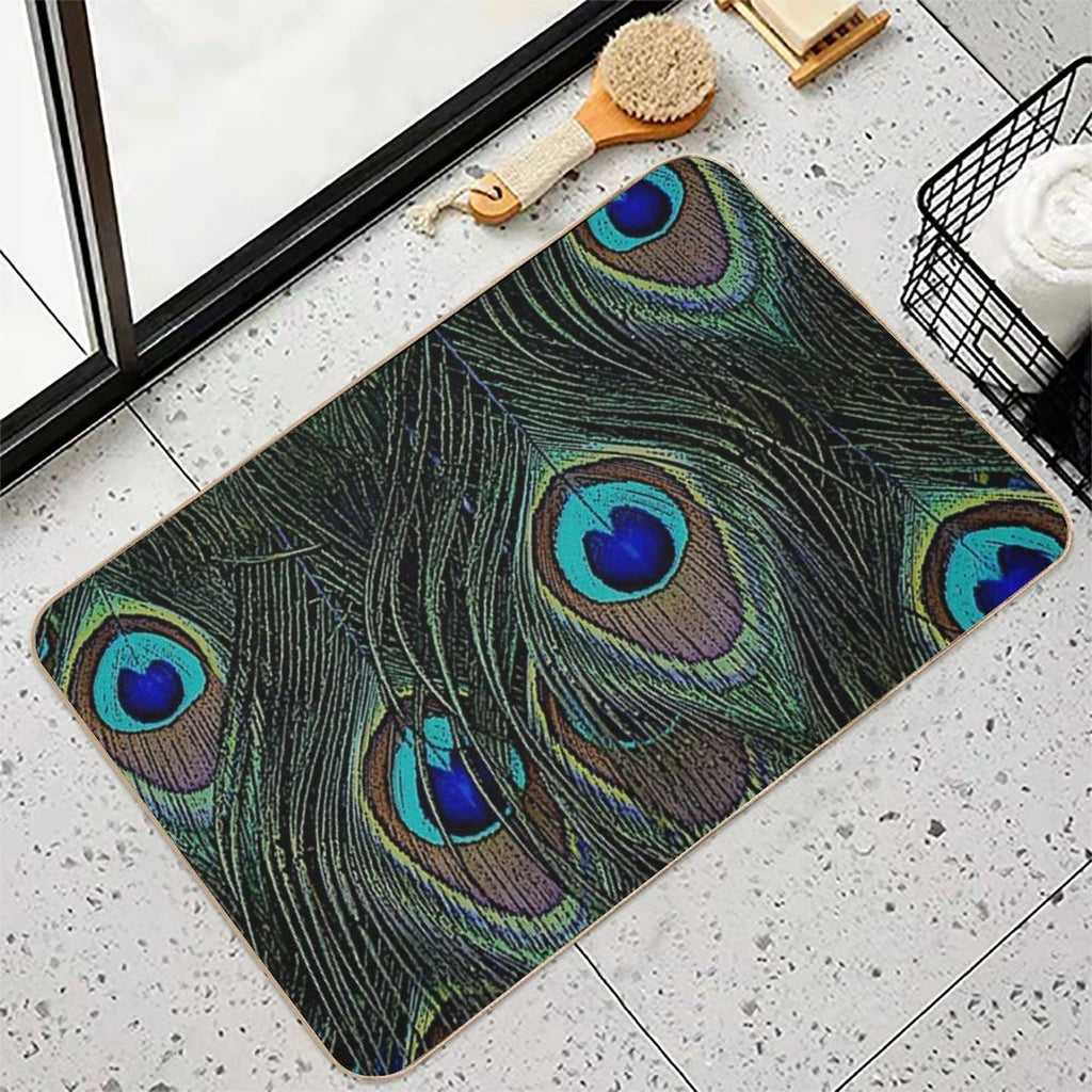 Peacock Feathers, Bird Lover Gifts, Cool Bird Outfits, Beautiful Feather Patterns  Repositionable Bath Mat