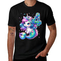 Unicorn Mermaid 4th Birthday 4 Year Old Party Girls Outfit  High-quality Stitching T-Shirt
