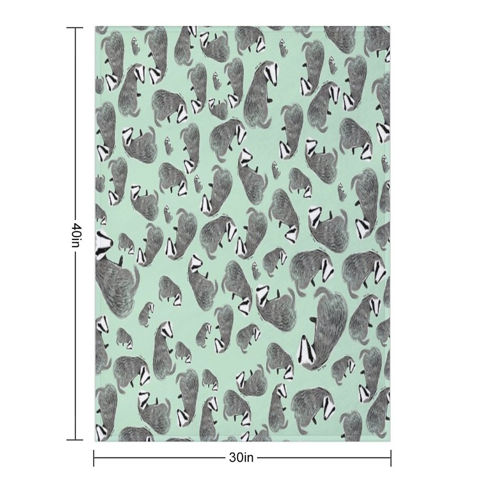 European Badger Pattern Sustainable Throw Blanket