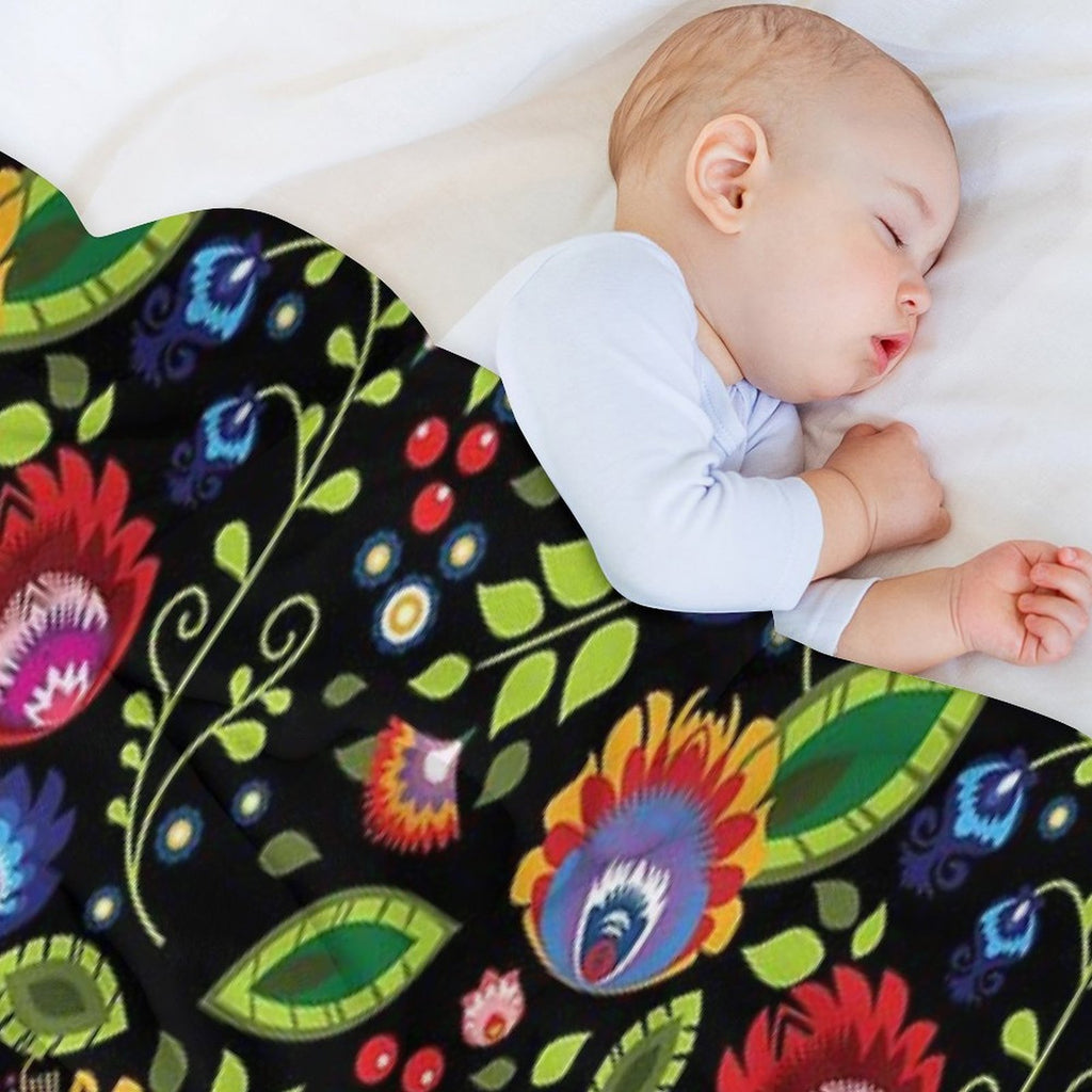 Polish Folklore - Beautiful Composition on Black Multi-functional Throw Blanket