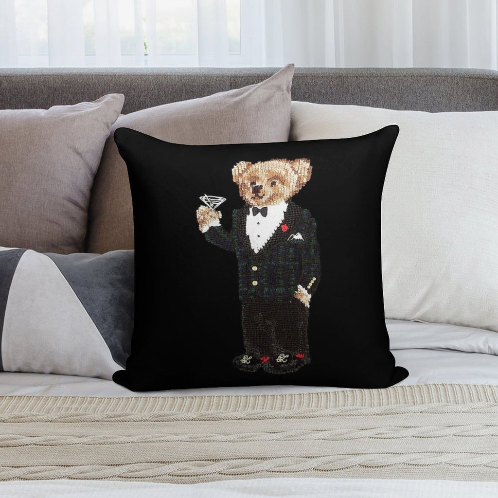 Gentleman Bear Soft Decorative Cover Throw Pillow