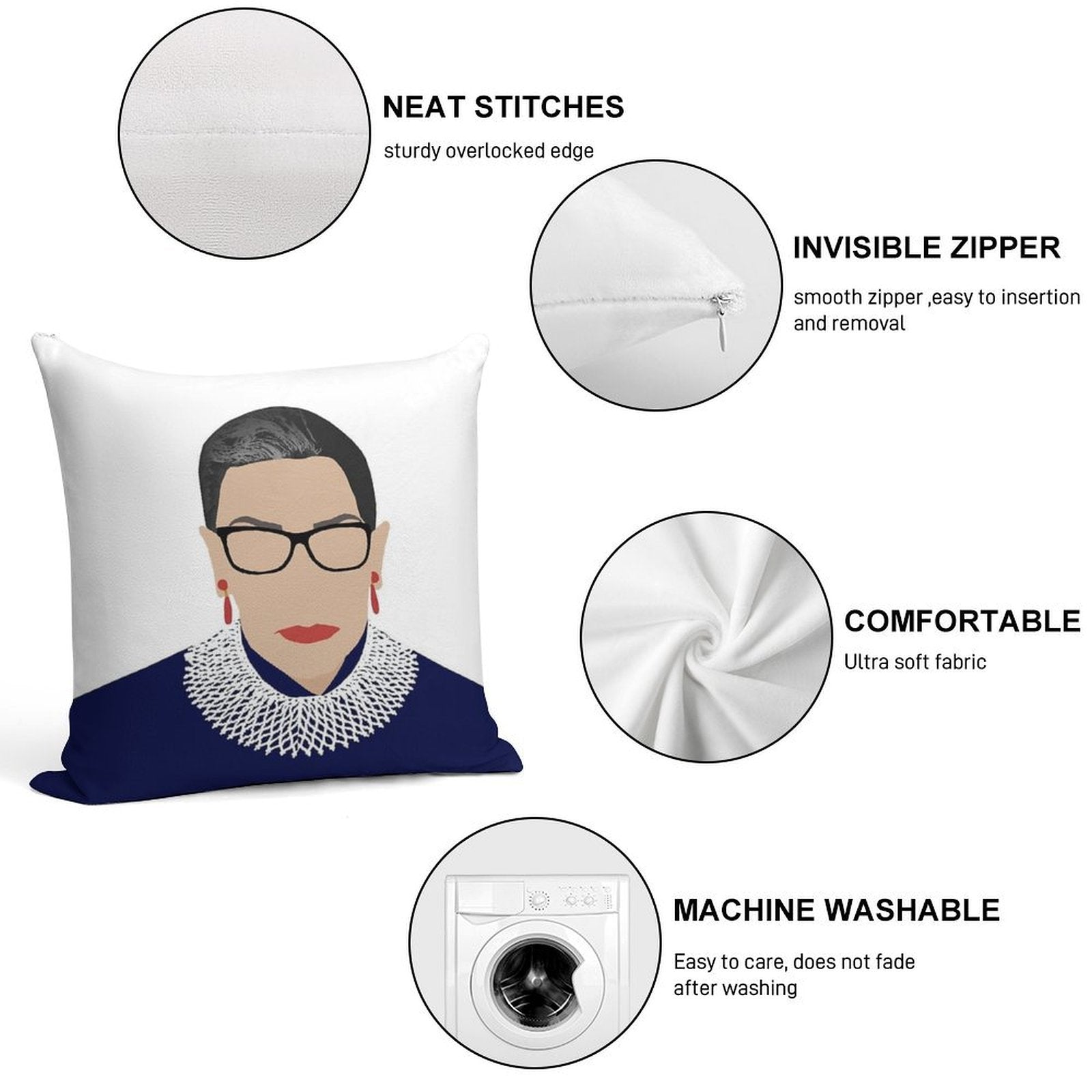 Ruth Bader Ginsburg Soft Bedroom Essential Throw Pillow
