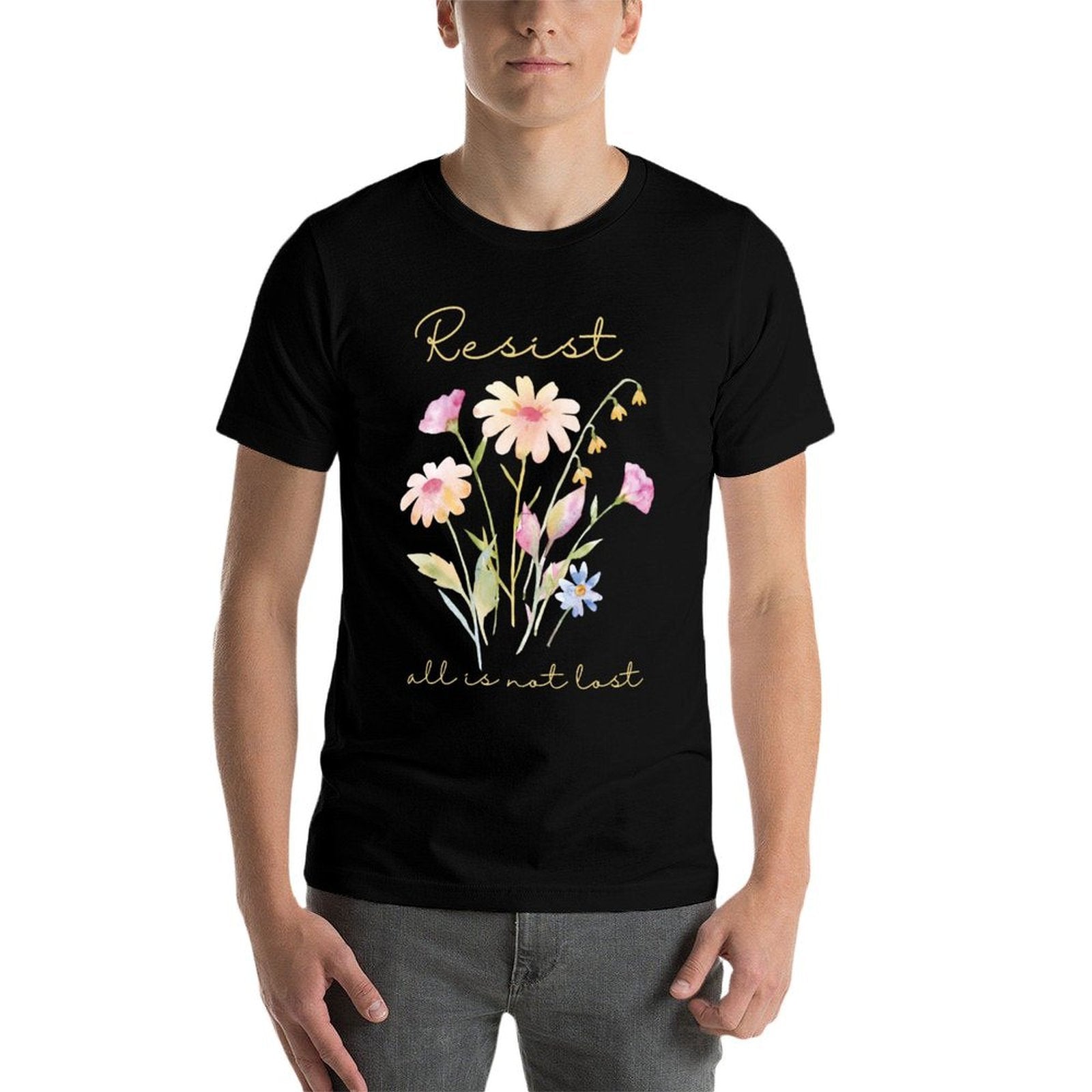 Resist Subtle Anti Trump Floral Botanical Protest Political  Stretchy T-Shirt