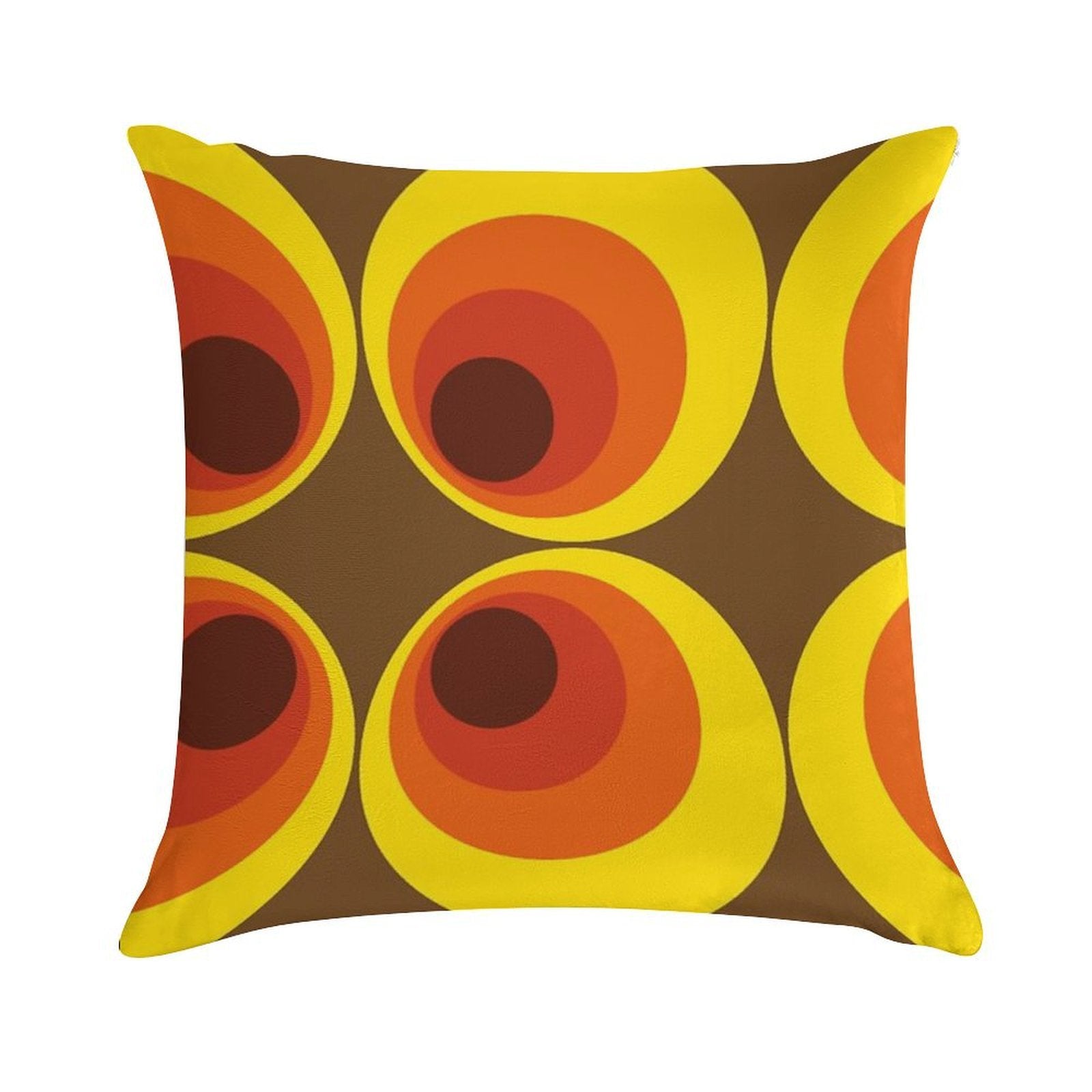 70s, 80s Funky Vintage Circle Pattern Soft Anti-Pilling Throw Pillow