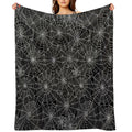 Spider Web Pattern - White on Black by Cecca Designs Plush Throw Blanket
