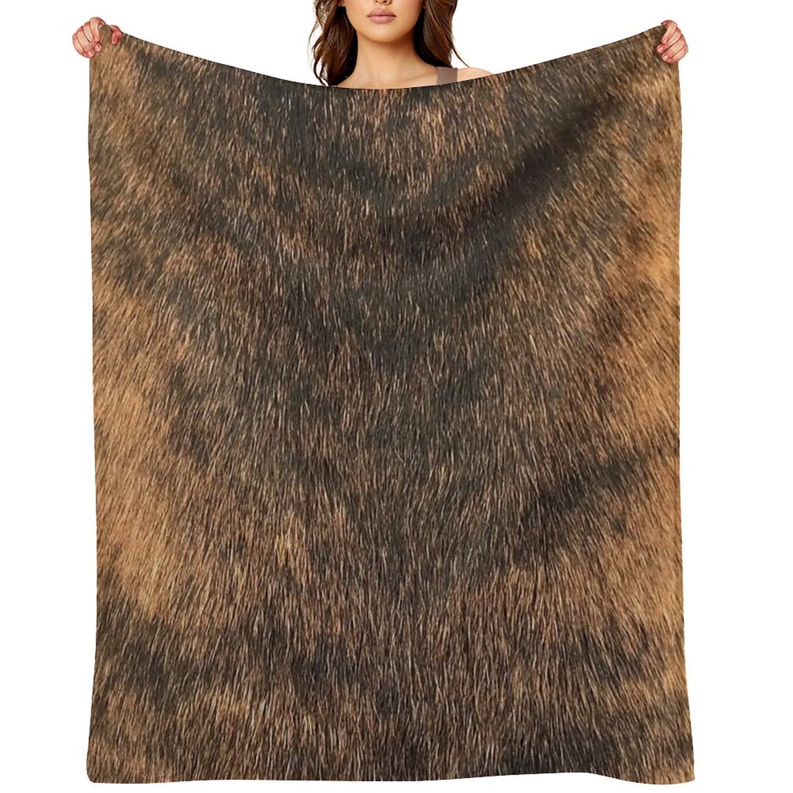Brindle Animal Print, Brown Brindle Dog Easy Care Throw Blanket
