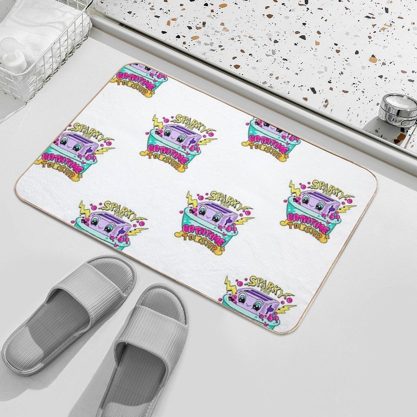 Sparky The Bathtime Toaster  Fade-Resistant Bath Mat