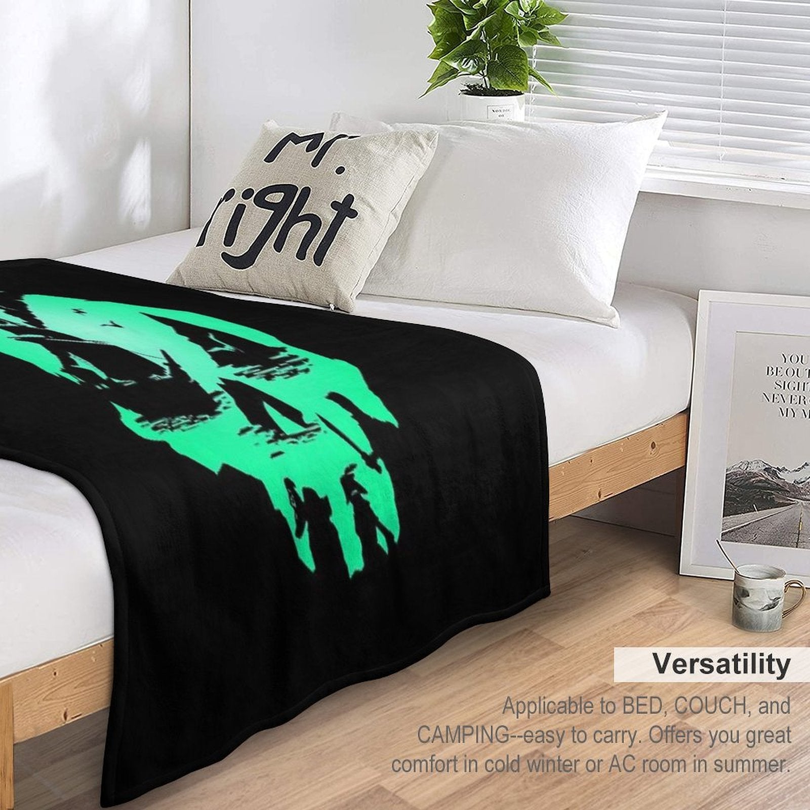 Green Mask Game Cooperate Action Play Durable Throw Blanket