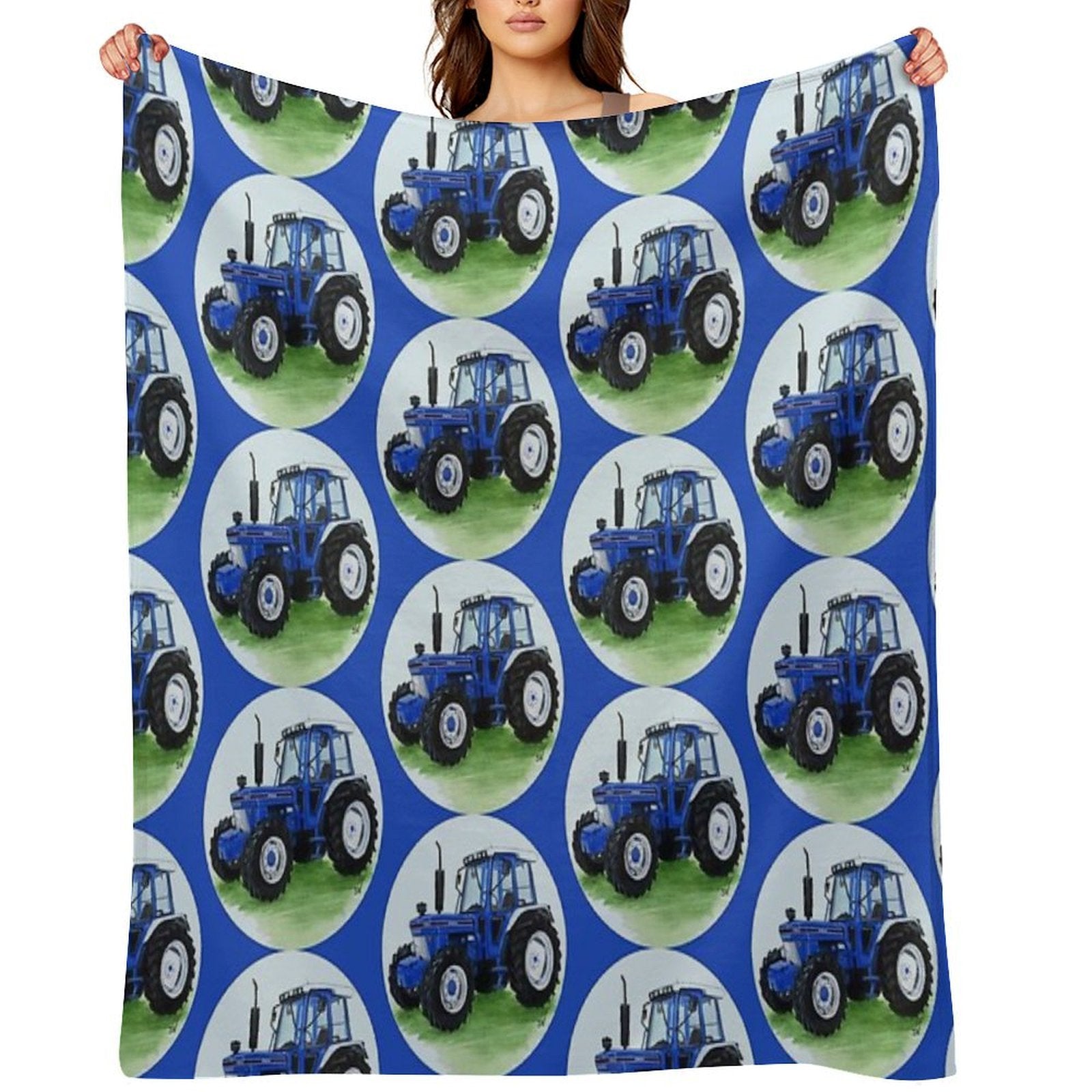 Blue Classic Tractor (blue Background) Wrinkle-free Throw Blanket
