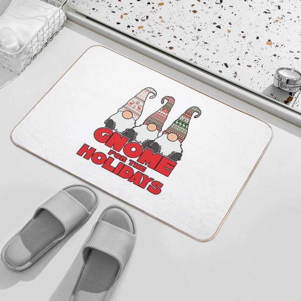 3 Nordic Gnomes Gnome for The Holidays Christmas  Repositionable Bath Mat