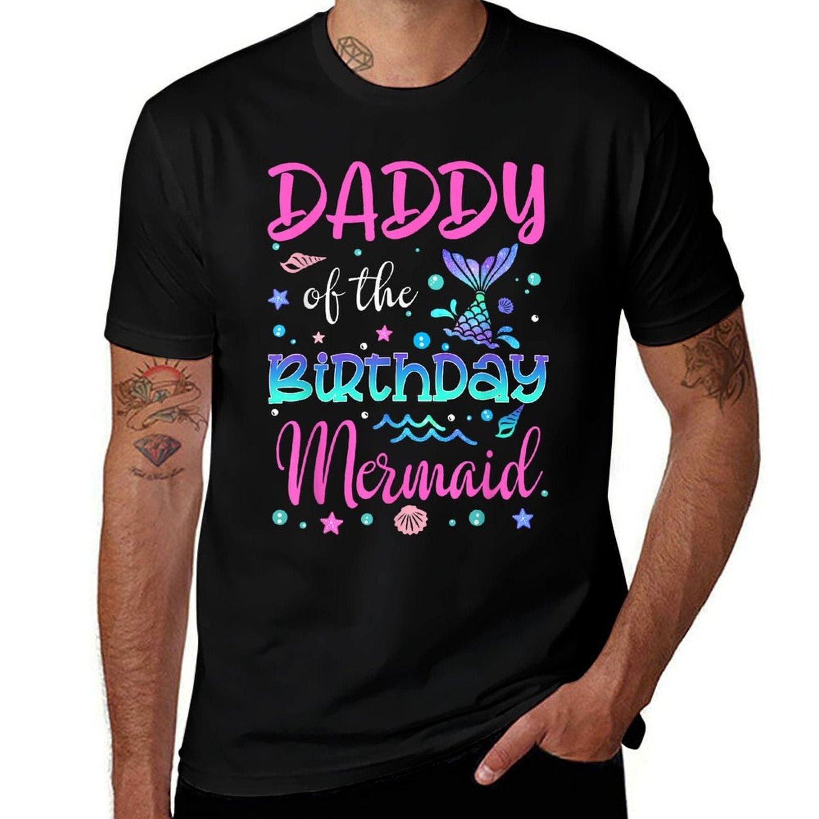 Daddy Of The Birthday Mermaid Family Matching Party Squad  Odor-resistant T-Shirt