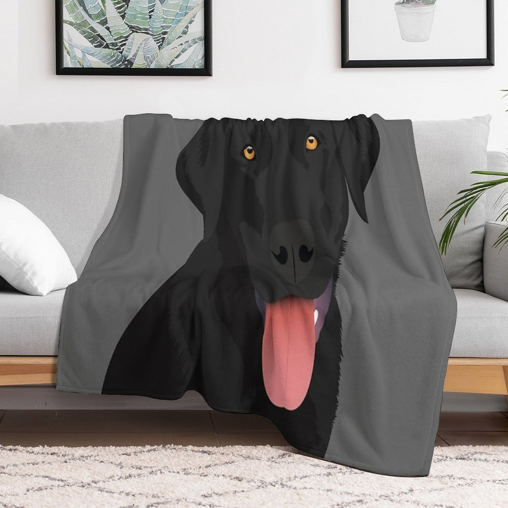 Bruno The Black Lab Plush Throw Blanket