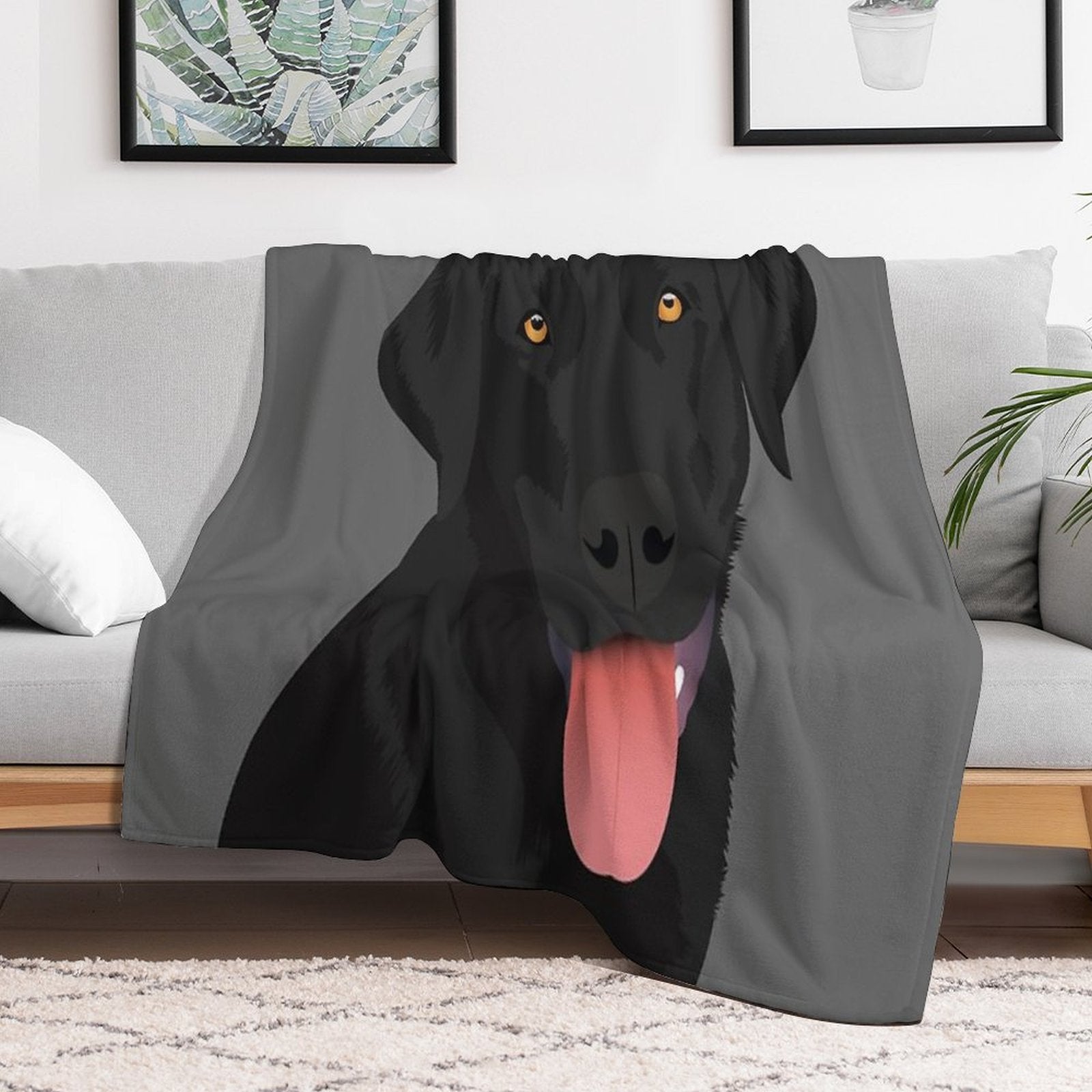 Bruno The Black Lab Plush Throw Blanket