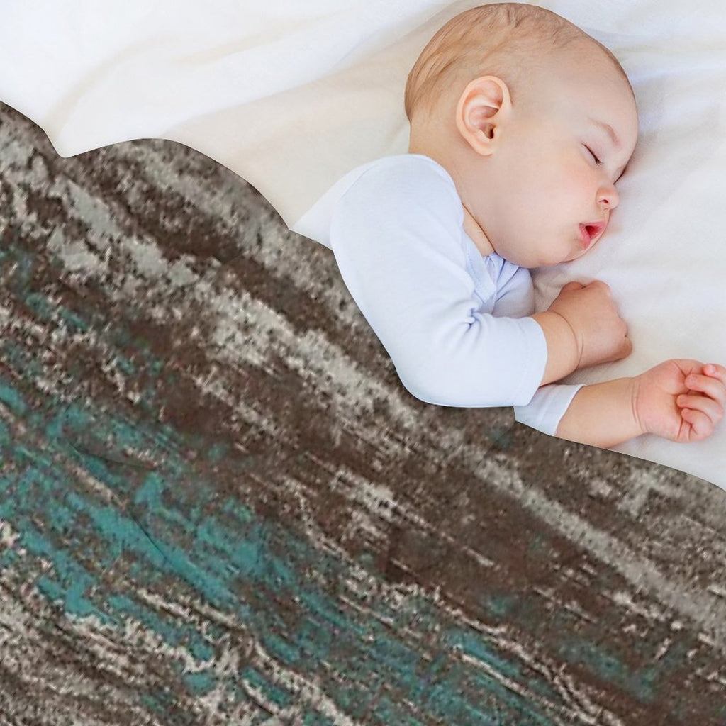 Teal Blue Dark Chocolate Grey Brown Melange Quick-dry Throw Blanket