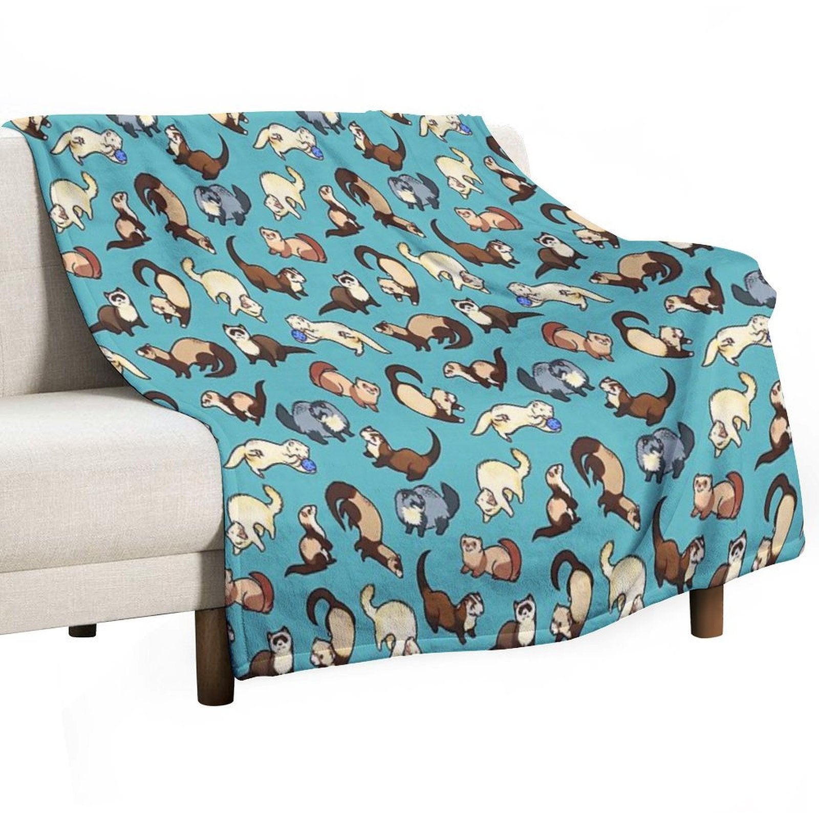 Cat Snakes in Blue Wrinkle-free Throw Blanket