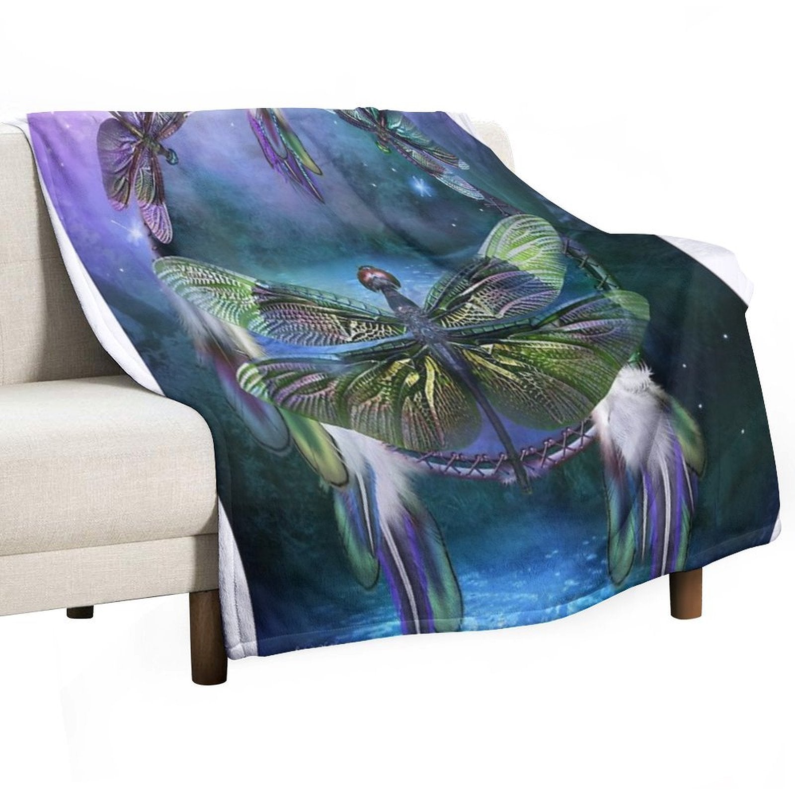 Dream Catcher - Spirit Of The Dragonfly Travel-friendly Throw Blanket