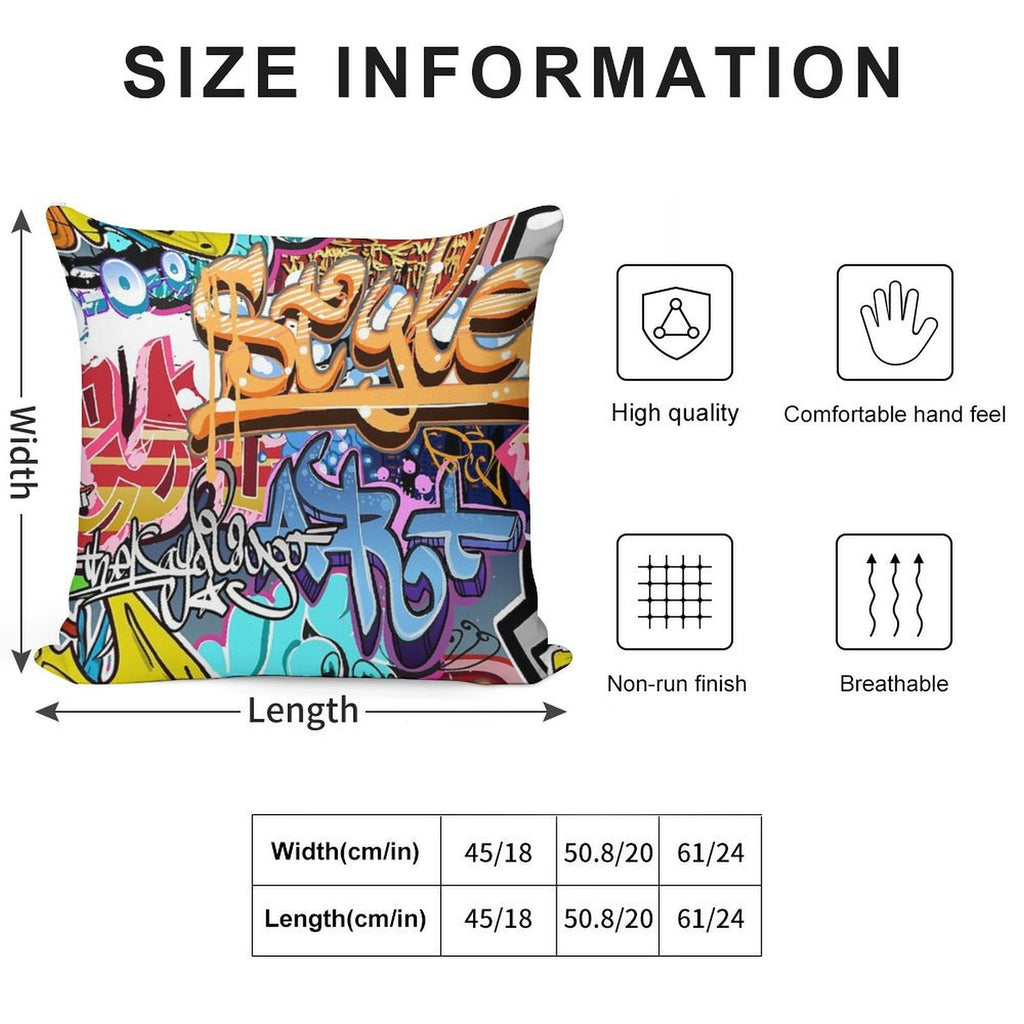 Graffiti Soft Shrink-Resistant Throw Pillow