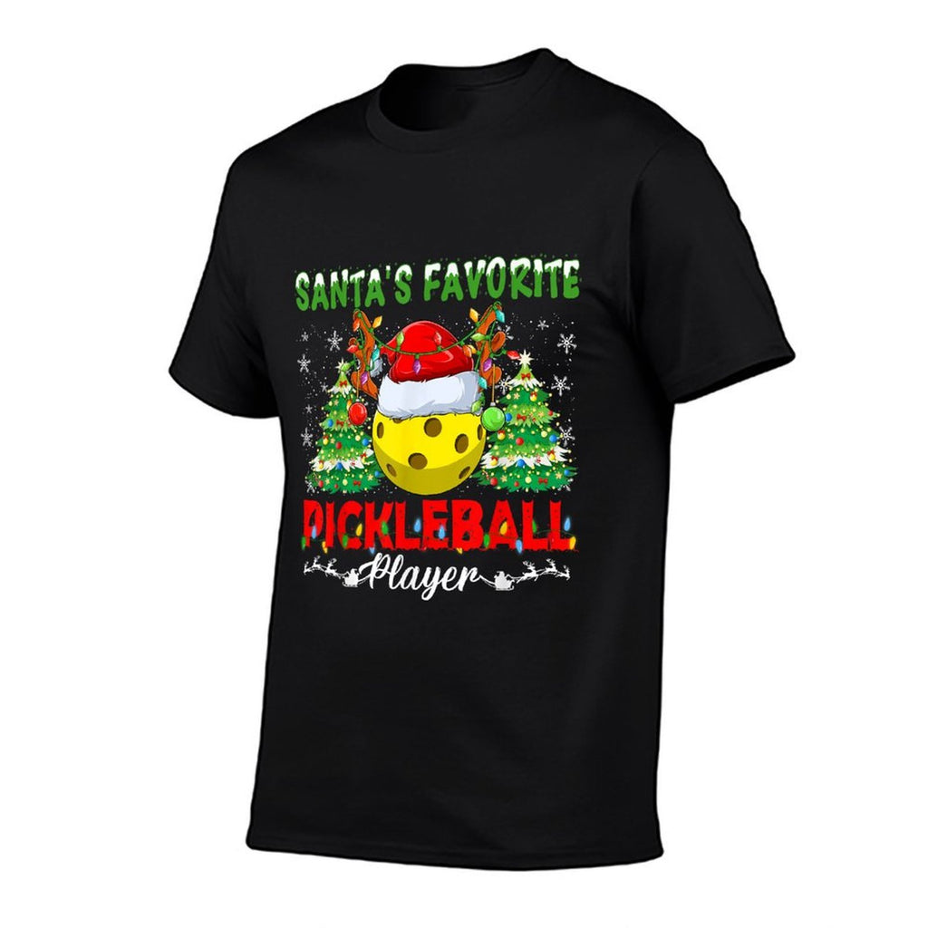 Funny Santas Favorite Pickleball Player Christmas Pajama  Heathered Texture T-Shirt