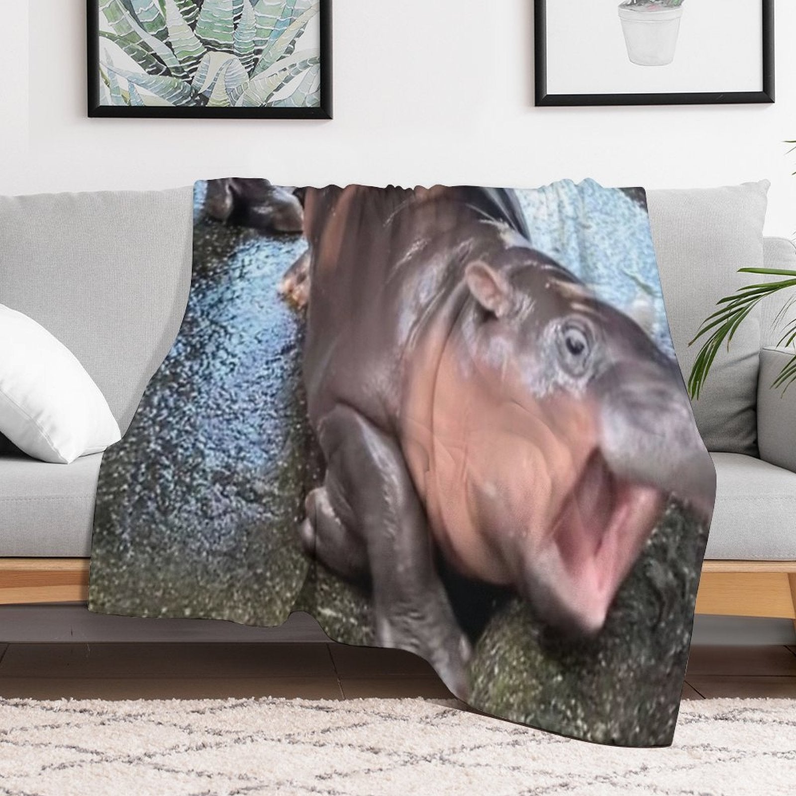 Moo Deng - Drama Powers Versatility Throw Blanket
