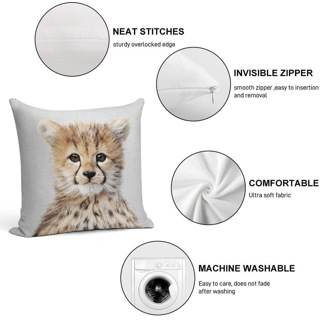 Baby Cheetah - Colorful Soft Bedroom Essential Throw Pillow