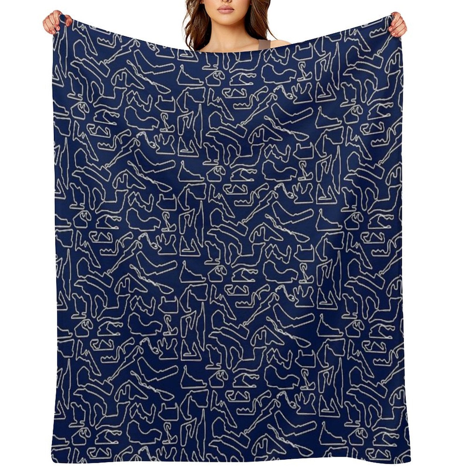 F1 Tracks 2023 (Dark Blue) Eco-conscious Throw Blanket